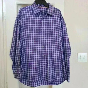 Robert Talbott Long Sleeve Button-Up Purple Size XL Business Office 100% Cotton